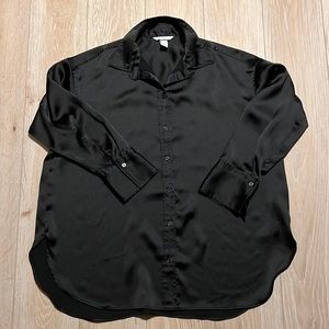 Black Satin Button Up
